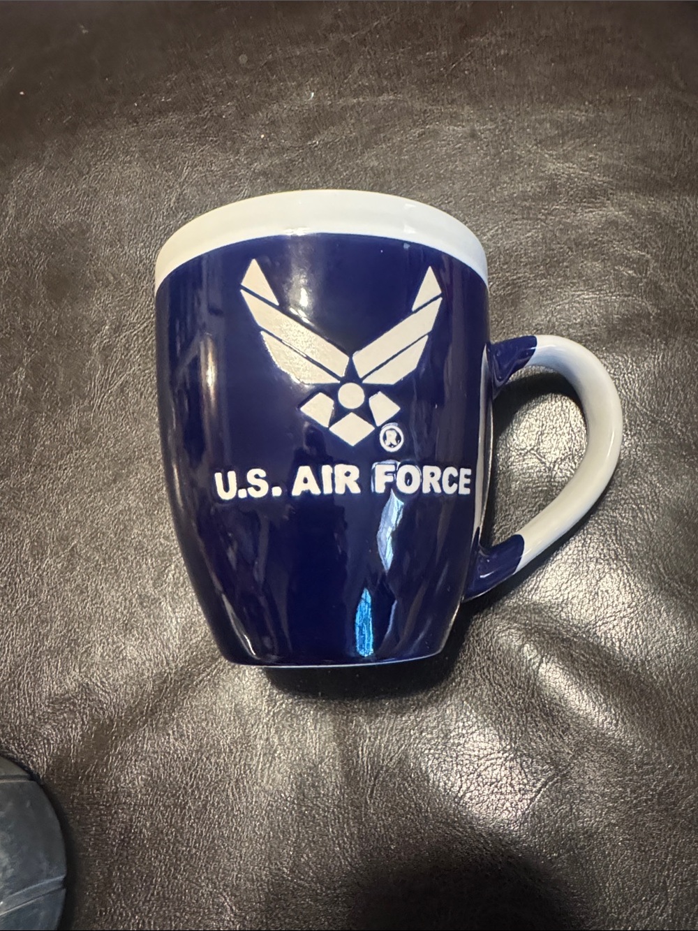 U.S. Air Force Navy Blue Ceramic Coffee Mug with White Trim